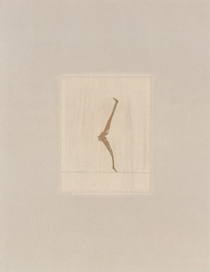 Joseph Beuys - Seiltänzerin aus der Suite Tränen (Tightrope Dancer from Suite Tears), 1985, color etching on thin paper laid down on gray wove