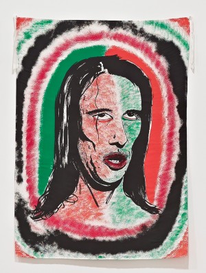 Mike Kelley - The Orange and Green (from series "Pansy Metal/Clovered Hoof"), 1989, screenprint on silk