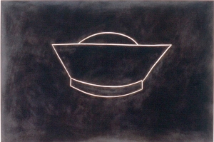 Robert Therrien - No title (hat / bowl panel), 1985, oil on canvas mounted on wood