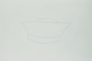 Robert Therrien - No title (bowl / hat), 1985, oil on canvas mounted on wood