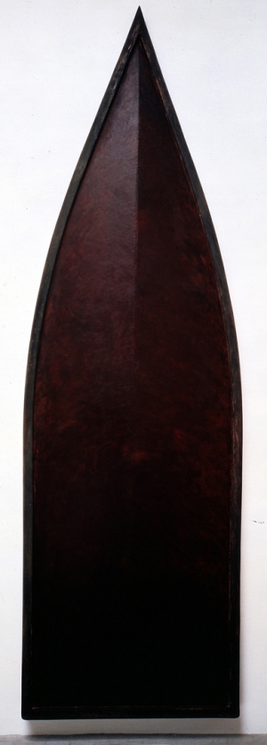 Robert Therrien - No title (purple arch relief), 1977, enamel and wax on wood