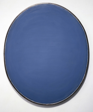 Robert Therrien - No title (large blue oval), 1993-94, tempera and silver plated bronze
